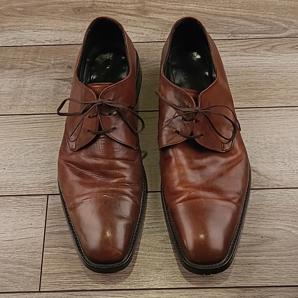 FACONNABLE Italy‎ Dark Brown Leather Sz 10.5 Lace Up Oxford Mens Dress Shoes